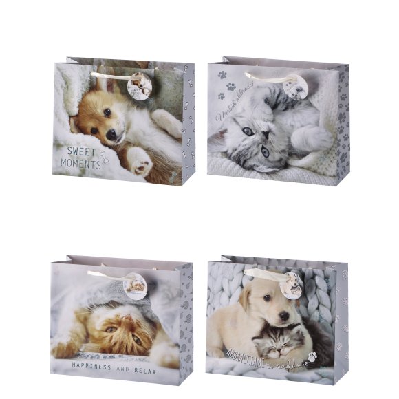 BORSA IN CARTA DECORO CUCCIOLI - DECORI ASSORTITI BORSA IN CARTA DECORO CUCCIOLI - DECORI ASSORTITI