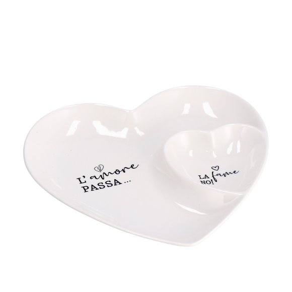 PIATTO CERAMICA FORMA DI CUORE 26x23 cm