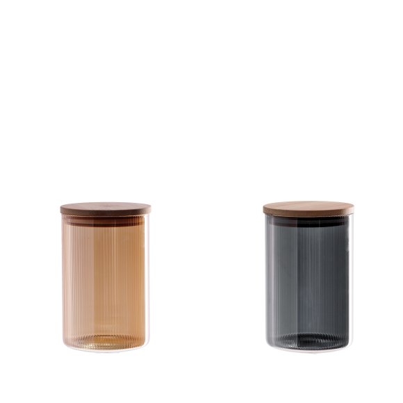 BARATTOLO IN VETRO BOROSILICATO E COPERCHIO IN BAMBOO 10X16CM - COLORI ASSORTITI