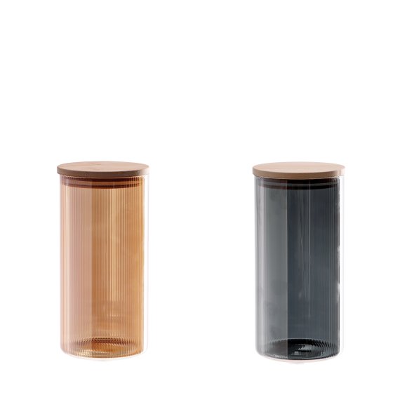 BARATTOLO IN VETRO BOROSILICATO E COPERCHIO IN BAMBOO 10x21CM- COLORI ASSORTITI