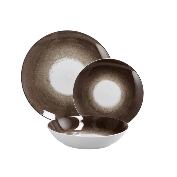 SERVIZIO 18 PIATTI IN CERAMICA - MARRONE SERVIZIO 18 PIATTI IN CERAMICA - MARRONE