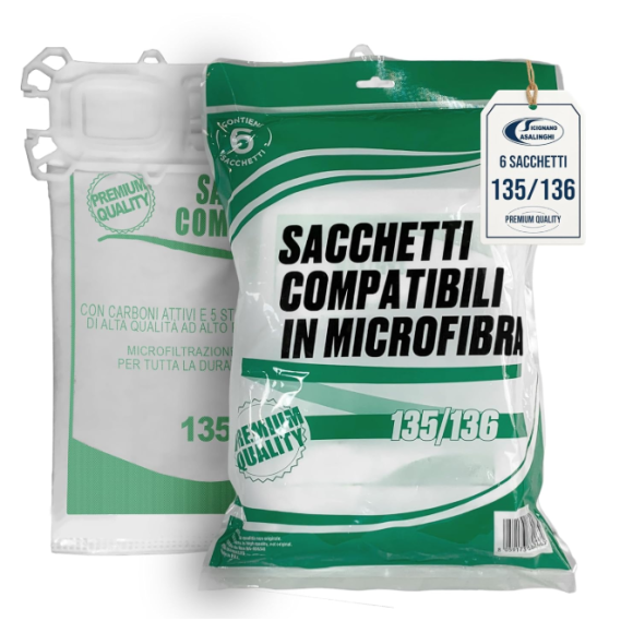 FOLLETTO CONFEZIONE 6 SACCHI IN MICROFIBRA ADATTABILI PER VK135 VK136