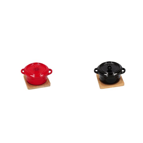 CASSERUOLA CERAMICA CON COPERCHIO + BASE IN LEGNO CASSERUOLA CERAMICA CON COPERCHIO + BASE IN LEGNO