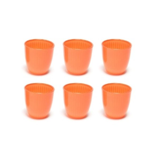 SET 6 BICCHIERI VETRO RIGATO - ARANCIONE SET 6 BICCHIERI VETRO RIGATO - ARANCIONE
