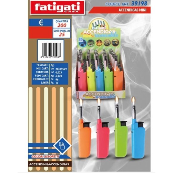FATIGATI ACCENDIGAS MINI - COLORI ASSORTITI FATIGATI ACCENDIGAS MINI - COLORI ASSORTITI