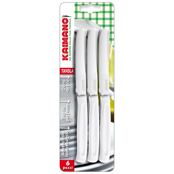 KAIMANO COLTELLI BIANCO DA TAVOLA - 6 PEZZI 