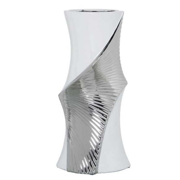CAMACHO VASO CERAMICA 15x18x36 CM - BIANCO/ARGENTO