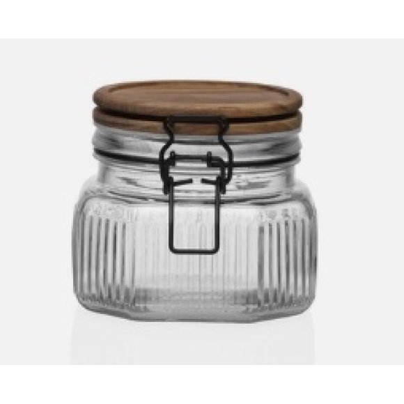 VERSA BARATTOLO IN VETRO CON COPERCHIO IN LEGNO - 600 ML 