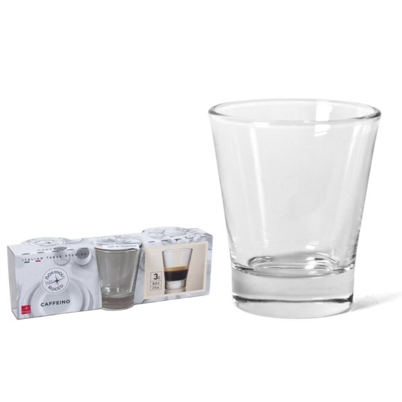 BORMIOLI SET 3 PEZZI  BICCHIERE CAFFE' IN VETRO -85 ML
