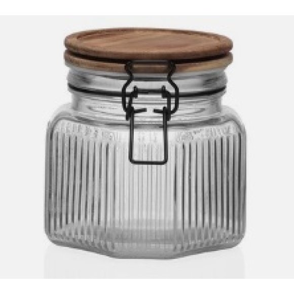 VERSA BARATTOLO IN VETRO CON COPERCHIO IN LEGNO - 800 ML 
