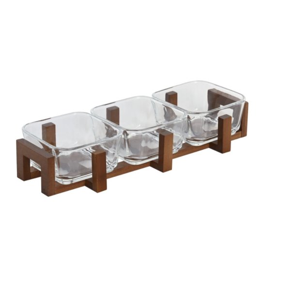 ITEM SET 3 CONTENITORI IN CRISTALLO PER APERITIVO - 32X12X6 CM