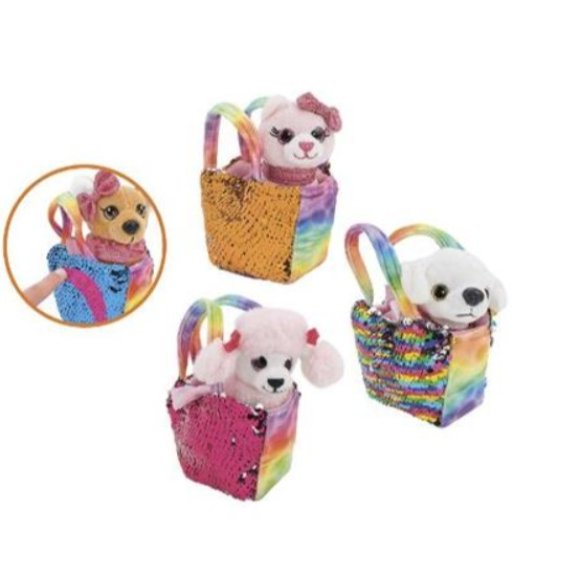 CANE/GATTO PELUCHE CON BORSETTA INCLUSA - ASSORTITI