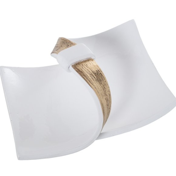 CAMACHO CENTRO TAVOLA CERAMICA 31X29X15 CM - BIANCO/ORO