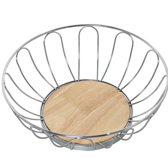 CAMACHO PORTRAFRUTTA METALLO BASE LEGNO - 28x10 CM