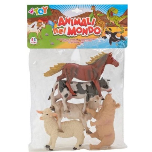 SET 5 ANIMALI DELLA FATTORIA GLOBO 39541 - W'TOY FIGURE REALISTICH
