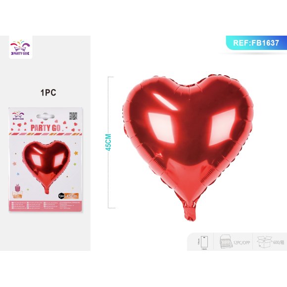 PALLONCINO MYLAR A FORMA DI CUORE ROSSO - 45 CM 