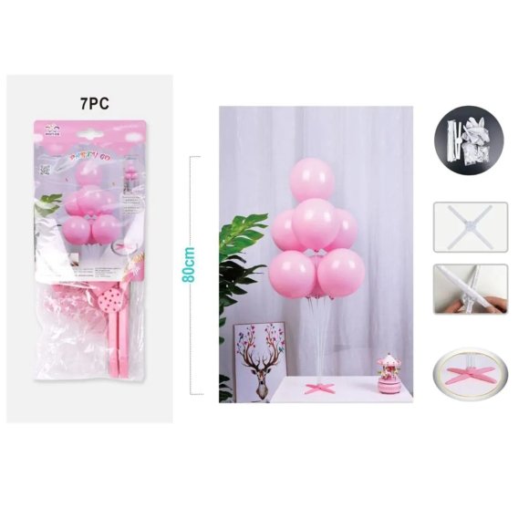 SET PALLONCINI CON CUORE ROSA - 7 PEZZI SET PALLONCINI CON CUORE ROSA - 7 PEZZI