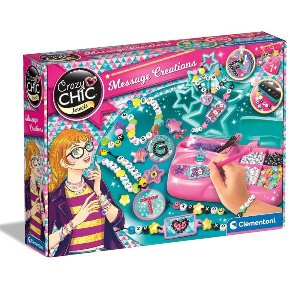 CLEMENTONI CRAZY CHIC LAB-SET PER REALIZZARE BRACCIALETTI, CHARMS, COLLANE