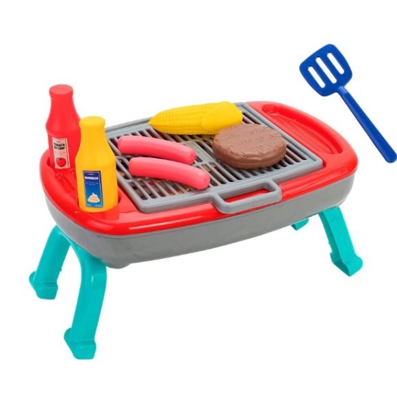 GIOCO BAMBINI GRIGLIA BBQ CON ACCESSORI 7 PEZZI 