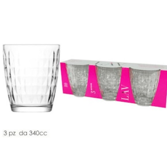 LAV SET 3 BICCHIERI VETRO ARTEMIS - 340 CC