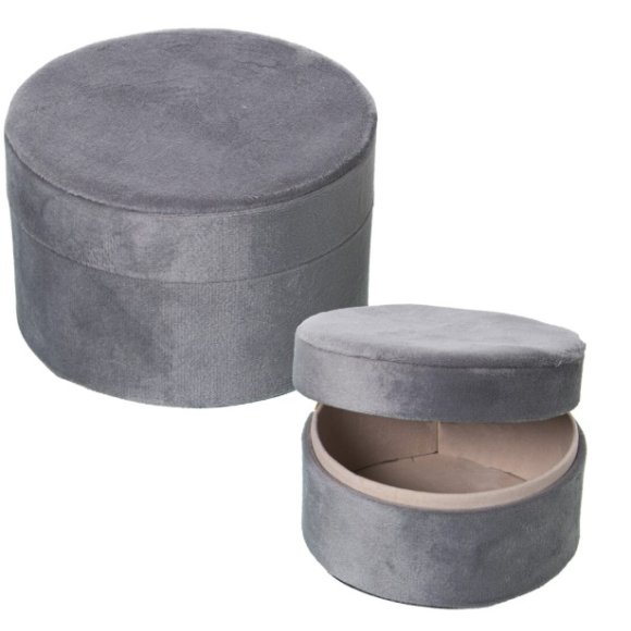 CAMACHO SET 2 PORTAGIOIE VELLUTO 13X9CM + 10X7 CM - GRIGIO 
