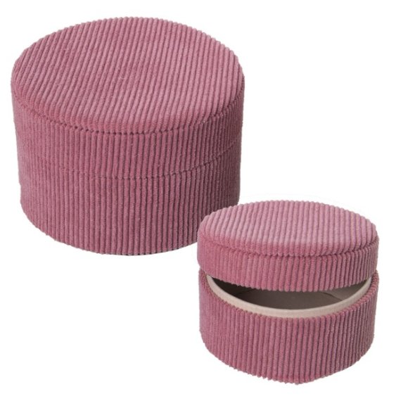 CAMACHO SET DI 2 PORTAGIOIE IN VELLUTO CON SPECCHIETTI 13X9CM+10X7CM - ROSA 