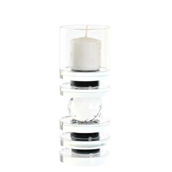 PORTACANDELE CRISTALLO NERO 6X6X16