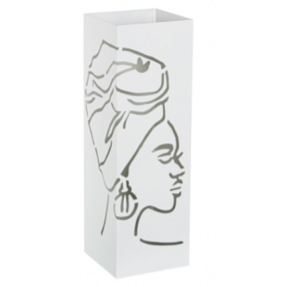 CAMACHO PORTAOMBRELLI QUADRATO METALLO DONNA AFRICANA 16x16x49H - BIANCO 