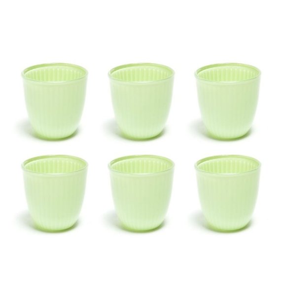 SET 6 BICCHIERI VETRO RIGATO "ELEGANT" - VERDE OPACO SET 6 BICCHIERI VETRO RIGATO "ELEGANT" - VERDE OPACO