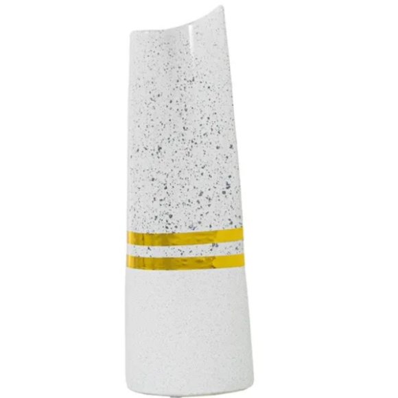 CAMACHO VASO IN CERAMICA 10x10x31 CM - ARGENTO E BIANCO