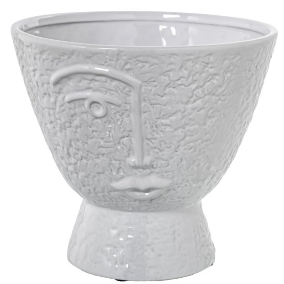 CAMACHO VASO IN CERAMICA CON VOLTO  22X20CM - BIANCO 