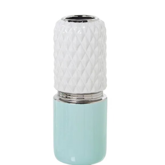 CAMACHO VASO IN CERAMICA 11x30 CM - BIANCO/VERDE ACQUA