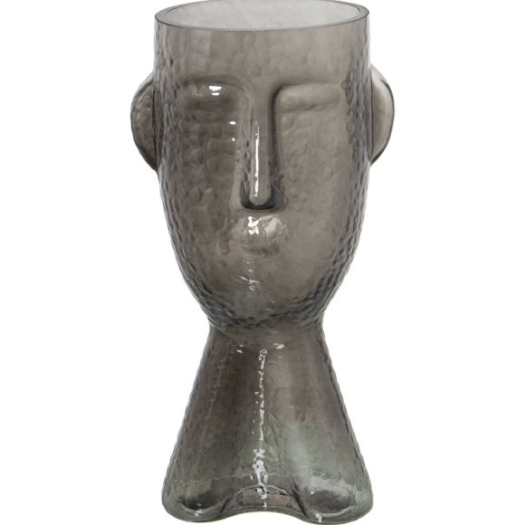 CAMACHO VASO IN VETRO FACCIA 15X13X32CM - GRIGIO 