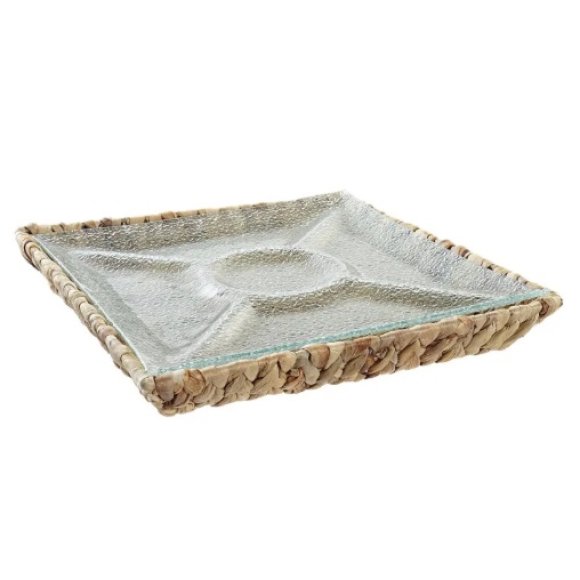 ITEM VASSOIO IN FIBRA DI VETRO 33X33X5 CM -  TRASPARENTE