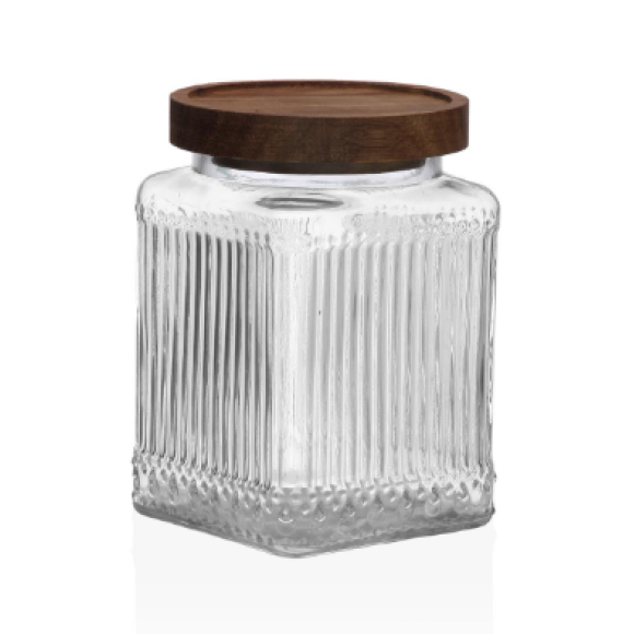 BARATTOLO VETRO TAPPO ACACIA 730ML BARATTOLO VETRO TAPPO ACACIA 730ML