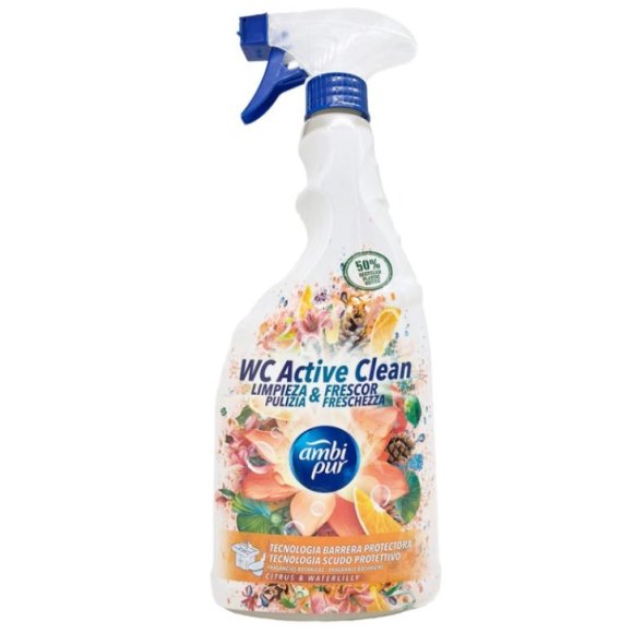 AMBI PUR WC ACTIVE CLEAN SPRAY BAGNO PULIZIA E FRESCHEZZA CITRUSE WATERLILLY 750 ML AMBI PUR WC ACTIVE CLEAN SPRAY BAGNO PULIZIA E FRESCHEZZA CITRUSE WATERLILLY 750 ML