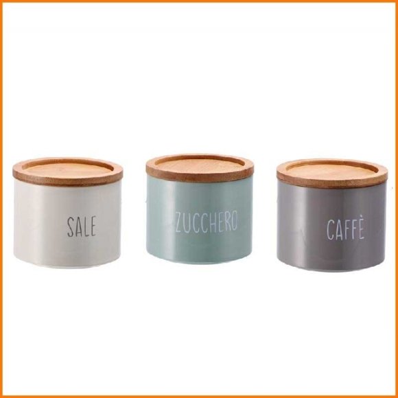 BARATTOLO LATTA CON COPERCHIO IN BAMBOO - COLORI ASSORTITI