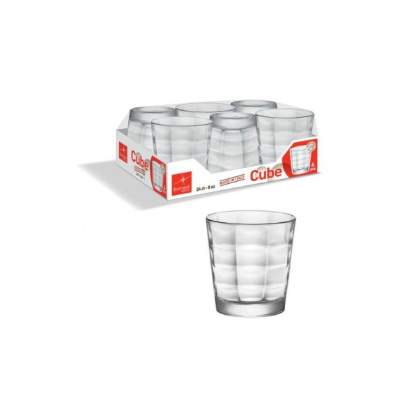 BORMIOLI  SET 6 BICCHIERI TRASPARENTI  CUBE ACQUA - 24 CL
