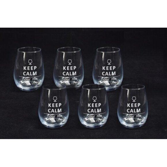 SET 6 BICCHIERI IN VETRO "KEEP CALM" SET 6 BICCHIERI IN VETRO "KEEP CALM"