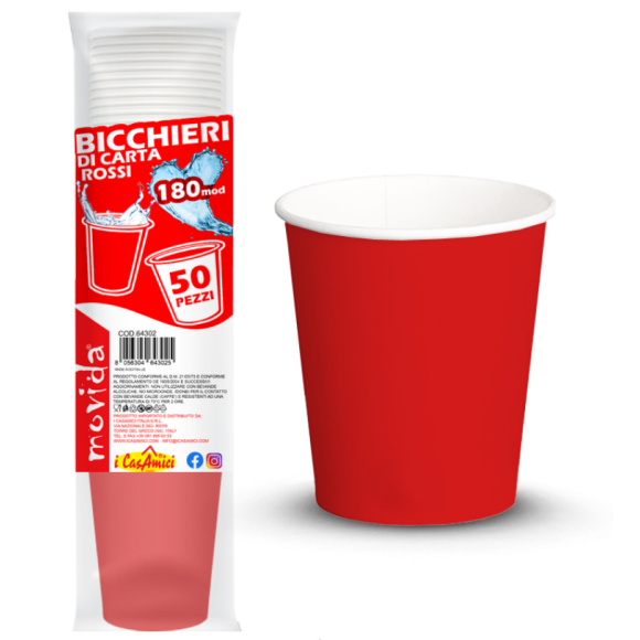 MOVIDA BICCHIERI BIO ACQUA ROSSO - 50 PEZZI MOVIDA BICCHIERI BIO ACQUA ROSSO - 50 PEZZI