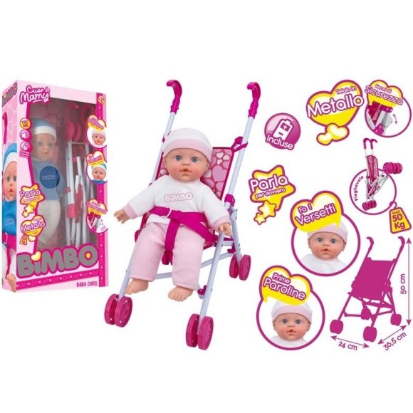 BAMBOLA 41CM 6 FRASI CON PASSEGGINO