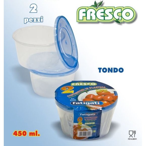 FATIGATI CONTENITORI TONDI IN PLASTICA - 2 PEZZI
