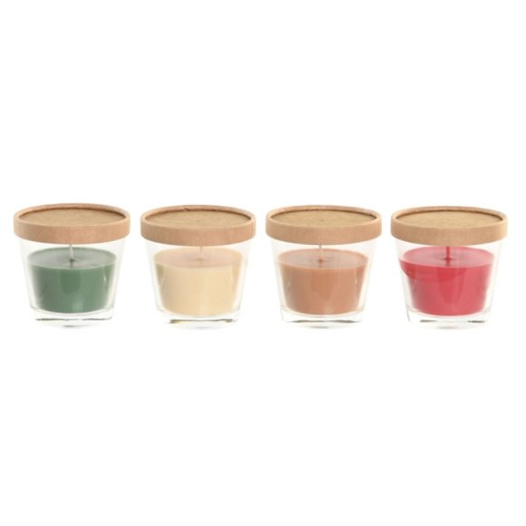 CANDELA PROFUMATA CON CONTENITO IN VETRO 9x9x8 CM - COLORI ASSORTITI 