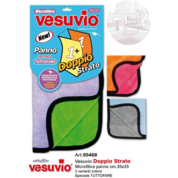 VESUVIO PANNO TUTTOFARE IN MICROFIBRA A DOPPIO STRATO 35X35CM  -  COLORI ASSORTITI 