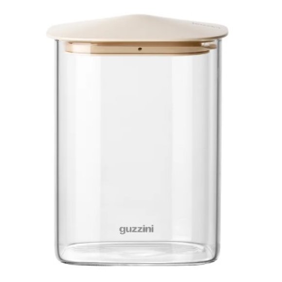 GUZZINI BARATTOLO RETTANGOLARE IN VETRO FRESH E STYLE CON TAPPO BEIGE - 1000 ML