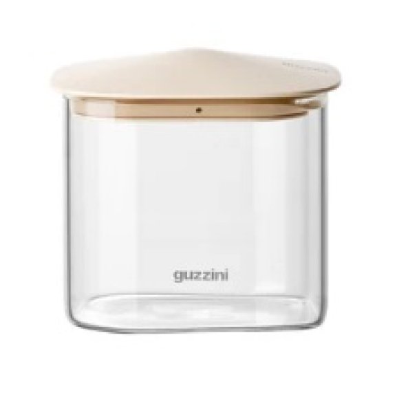 GUZZINI BARATTOLO RETTANGOLARE IN VETRO FRESH E STYLE CON TAPPO BEIGE - 600 ML