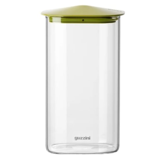 GUZZINI BARATTOLO RETTANGOLARE IN VETRO FRESH E STYLE CON TAPPO VERDE -  1,300 ML 