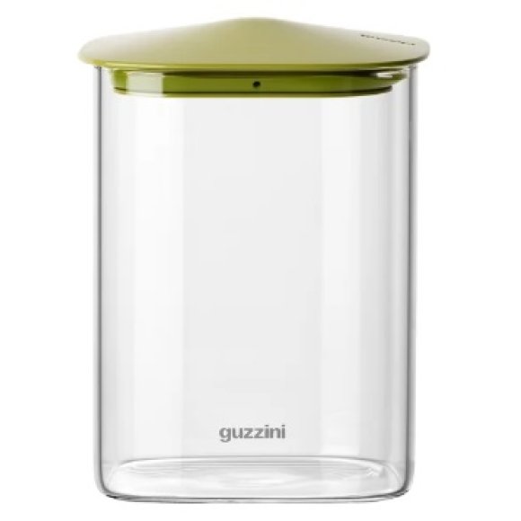 GUZZINI BARATTOLO RETTANGOLARE IN VETRO FRESH E STYLE CON TAPPO VERDE - 1000 ML 