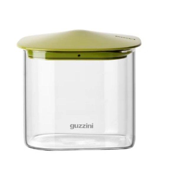 GUZZINI BARATTOLO RETTANGOLARE IN VETRO FRESH E STYLE CON TAPPO VERDE - 600 ML 