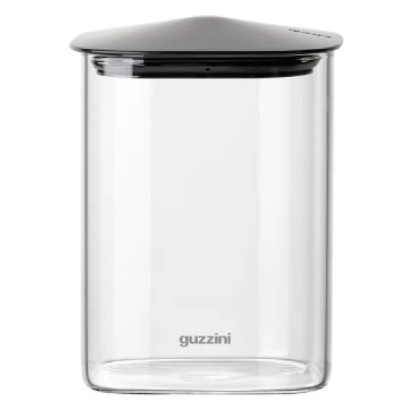 GUZZINI BARATTOLO RETTANGOLARE IN VETRO FRESH E STYLE CON TAPPO NERO - 1000 ML 